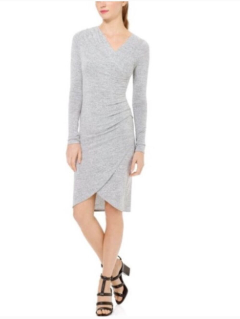 Aritzia Wilfred Free Klum Dress Light Heather Gray Ruching Bodycon Medium